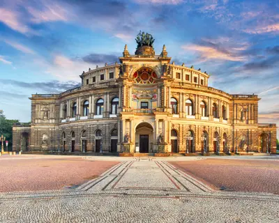 Semperoper opera building at night in Dresden