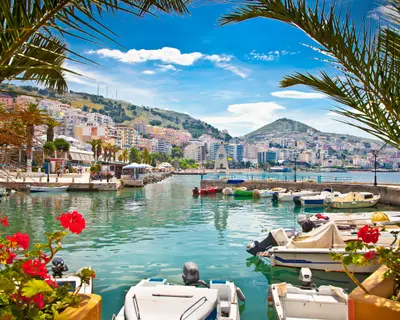 Saranda's city port  at ionian sea. Albania.