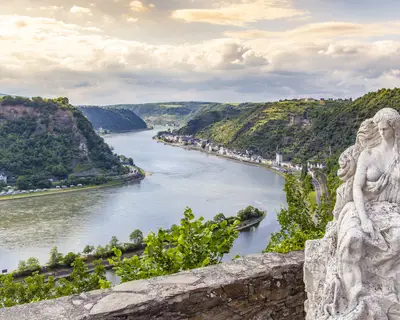 Loreley figure and Rhine valley  Landscape Pop view sankt Goarshausen Germany