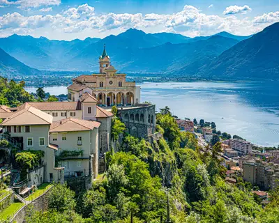 Capuchin monastery, pilgrimage church Madonna del Sasso, Orselina, Locarno, Ticino, Switzerland